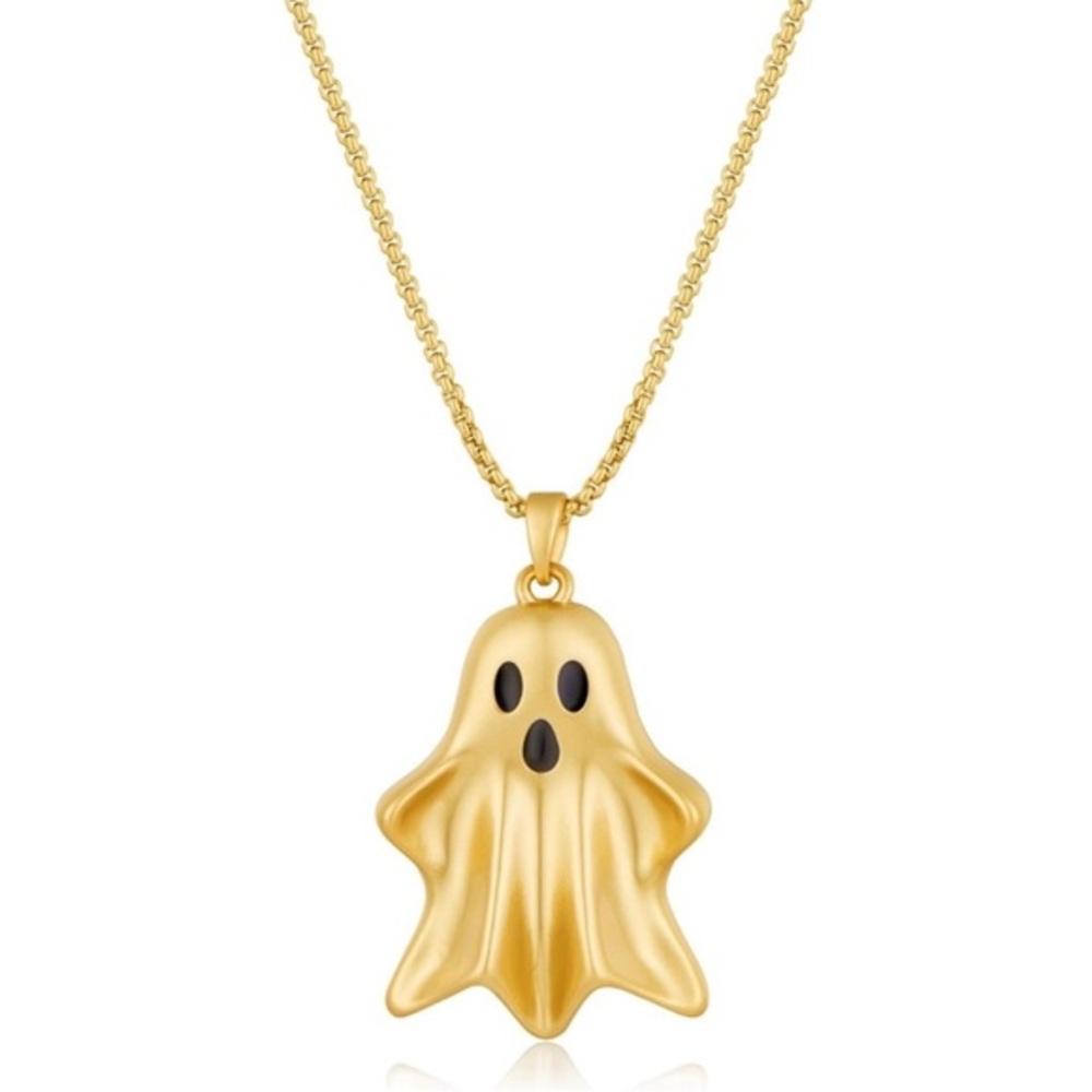 Gold Ghost Pendant Necklace
